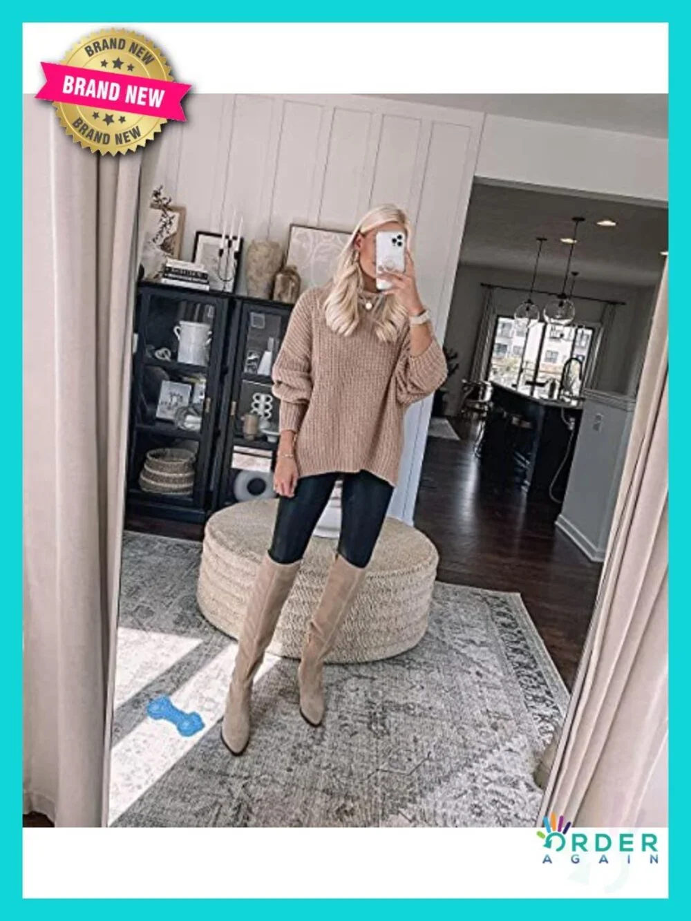 Faux Suede Knee High Side Zipper Chunky Heel Stretch Winter Boots
